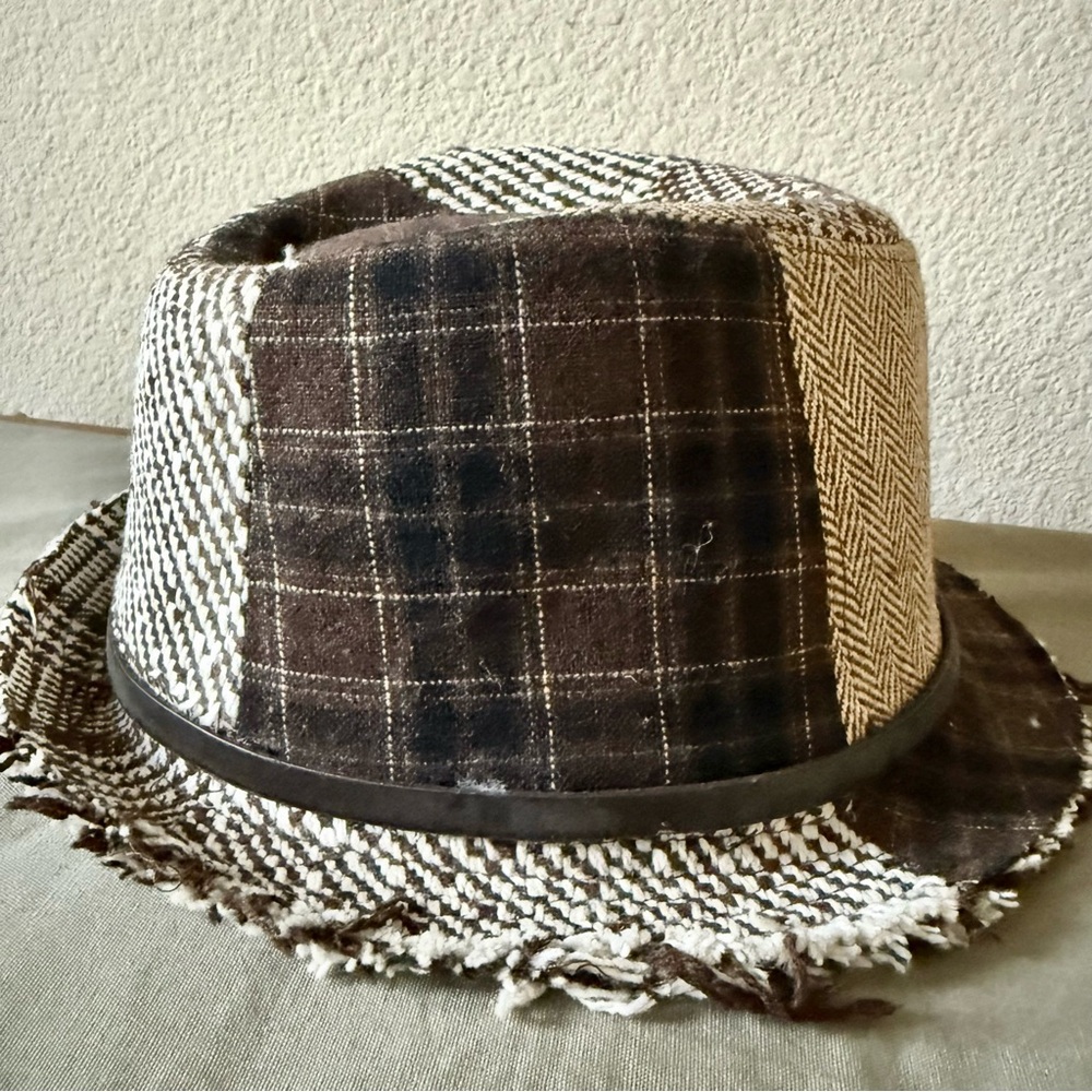 Men's Brown Patchwork Fedora Hat